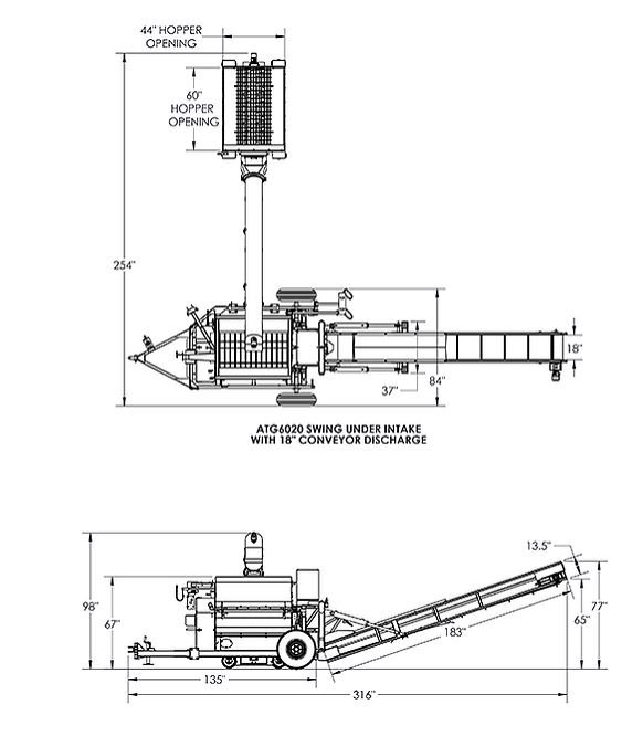 Automatic PTO Big Capacity Swing Under Intake Mills
