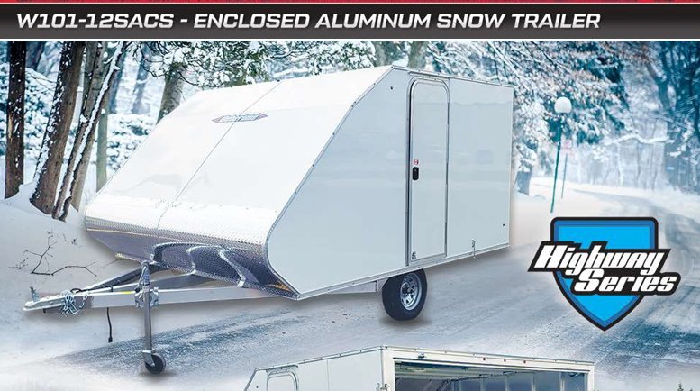 2024 8.5X12 SNOWMOBILE TRAILER, SINGLE AXLE, ALUMINUM W/ CALIBER PACKAGE INSTALLED(NO HATCH), ALUMINUM, WHITE, 2990GVWR