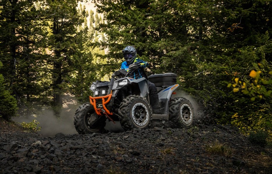 2026 Polaris® SCRAMBLER 850 Storm Gray / Radar Blue