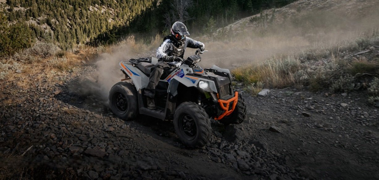 2026 Polaris® SCRAMBLER 850 Storm Gray / Radar Blue