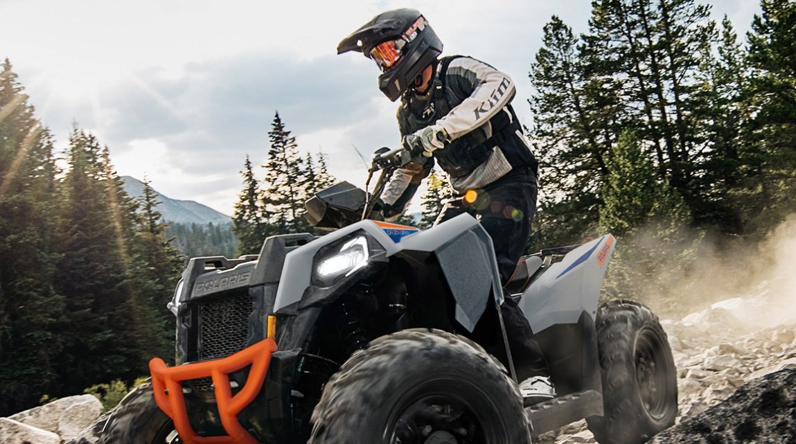 2026 Polaris® SCRAMBLER 850 Storm Gray / Radar Blue