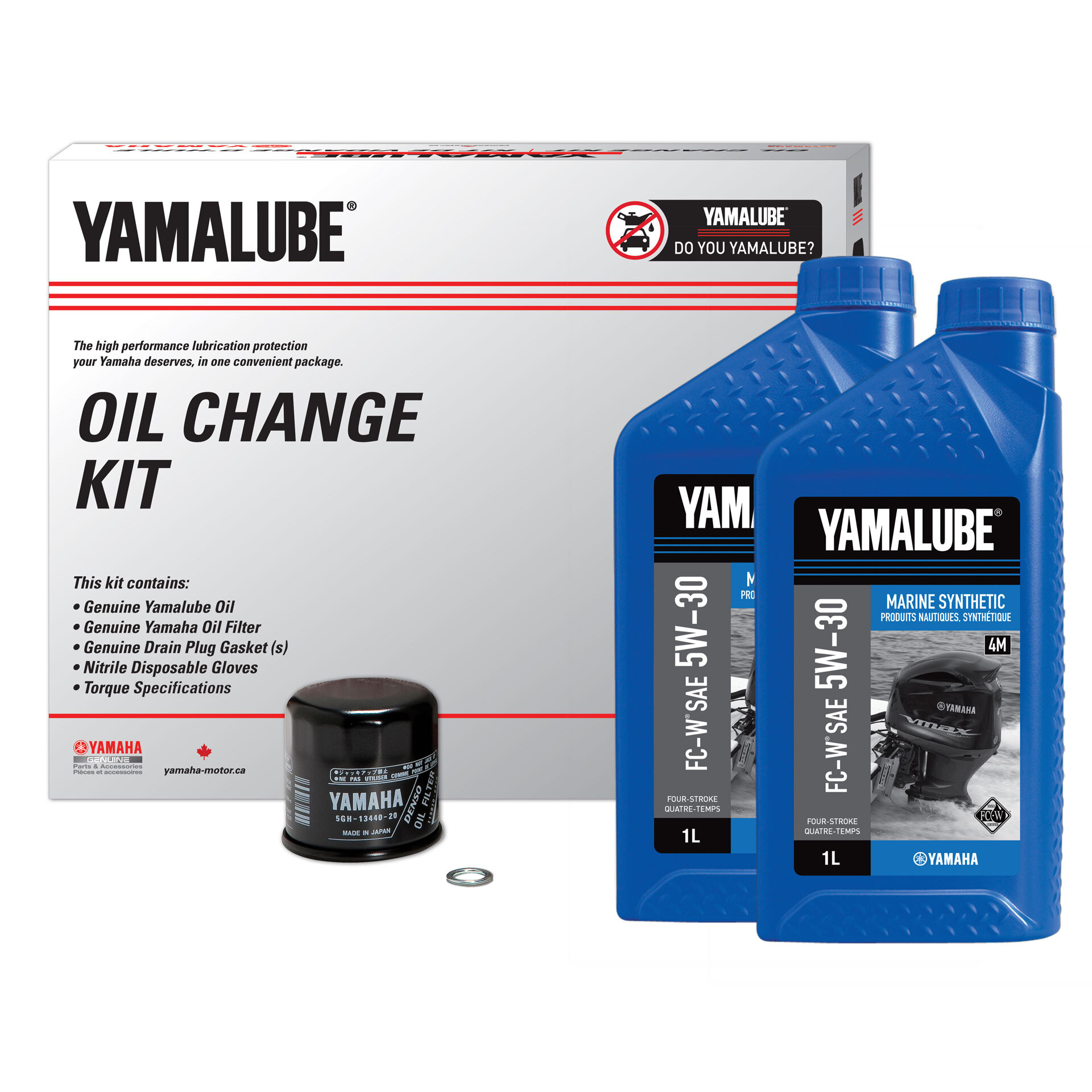 Yamalube® 5W 30 4M Marine Synthetic Oil Change Kit OB (5 L)