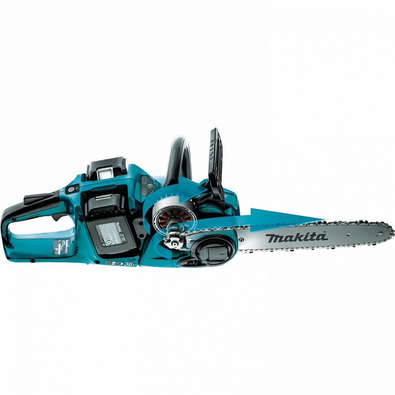 Makita 36V (18V X2) LXT® Brushless 16 Chain Saw Kit with 4 Batteries (5.0Ah)