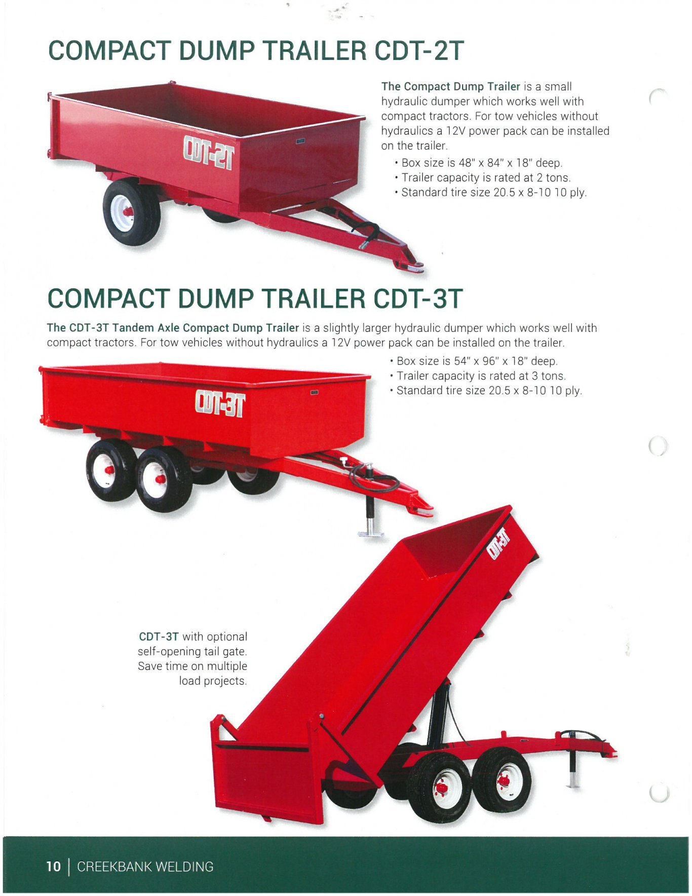 Creekbank Welding (cdt) compact dump trailers