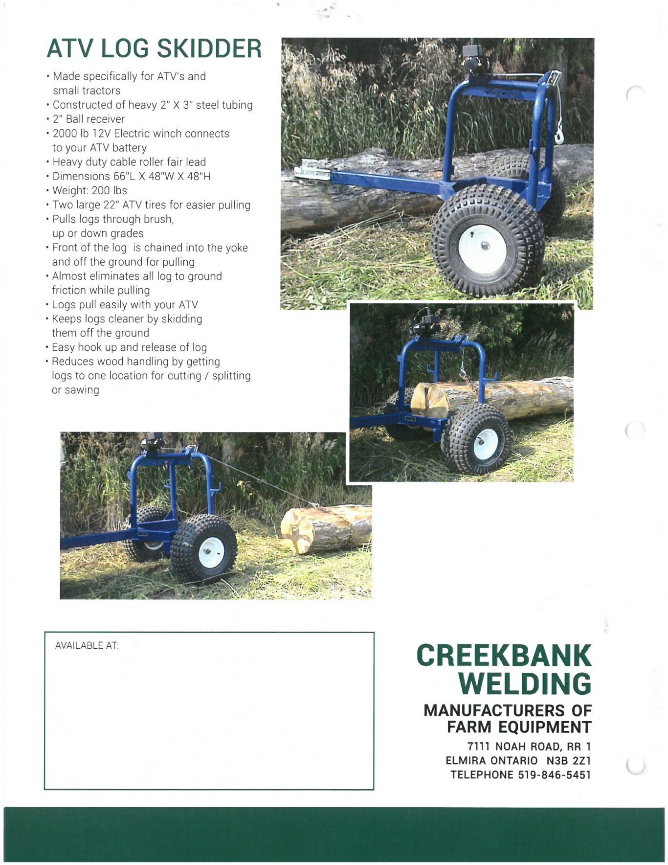 Creekbank ATV Log Skidder