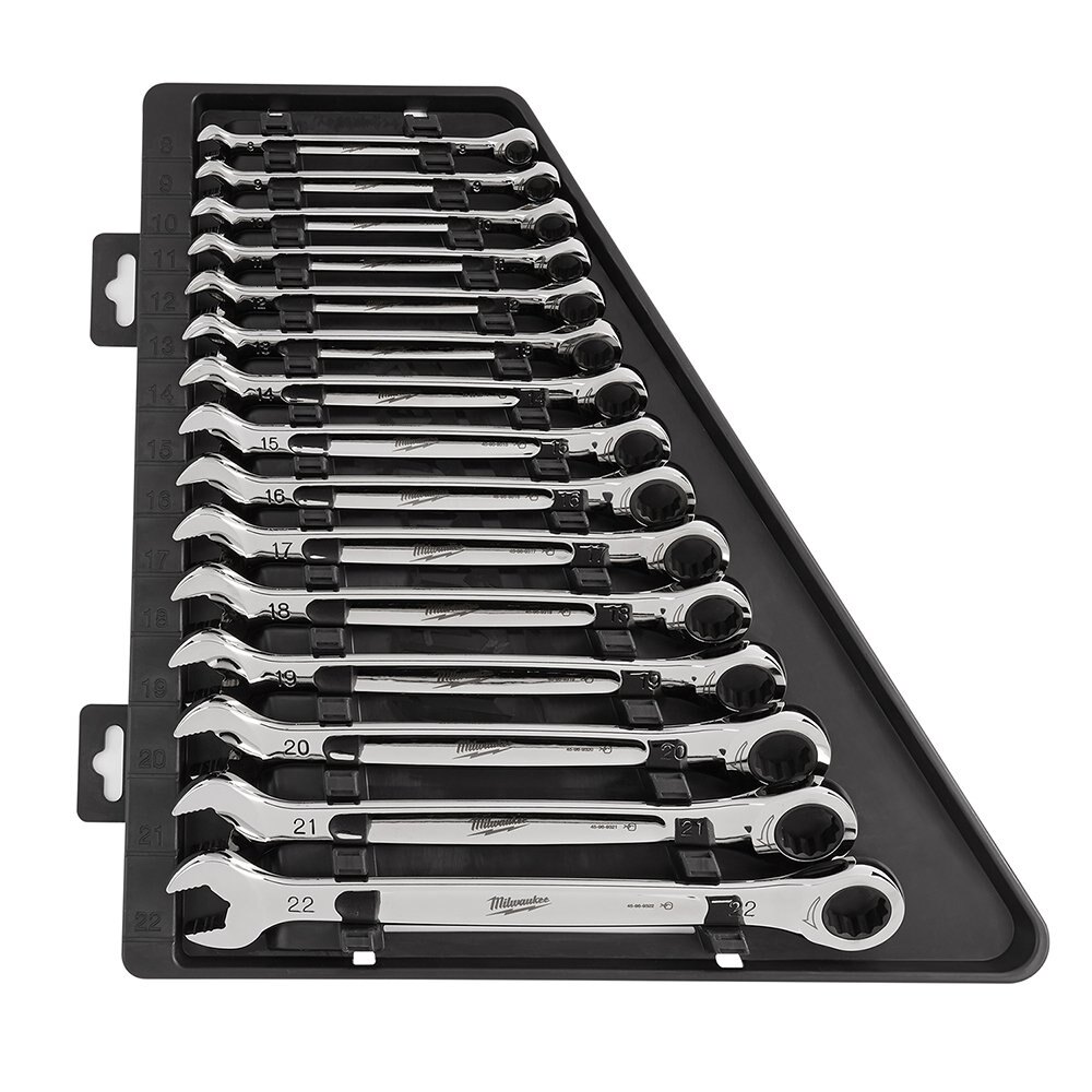 15pc Ratcheting Combination Wrench Set Metric