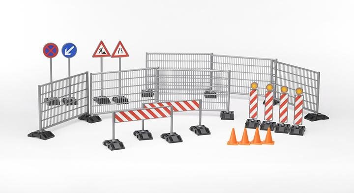 Bruder Construction Set with Signs, Railings & Pylons