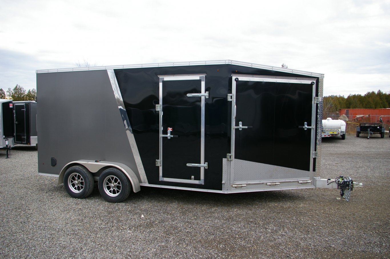 2022 USED 7X19 SNOWMOBILE TRAILER, 4 RAMP, Snow Trailer with Caliber, BLACK/CHARCOAL, 7000GVWR 