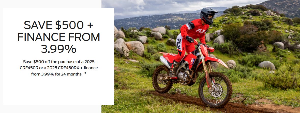 2025 CRF450R and CRF450RX Offer