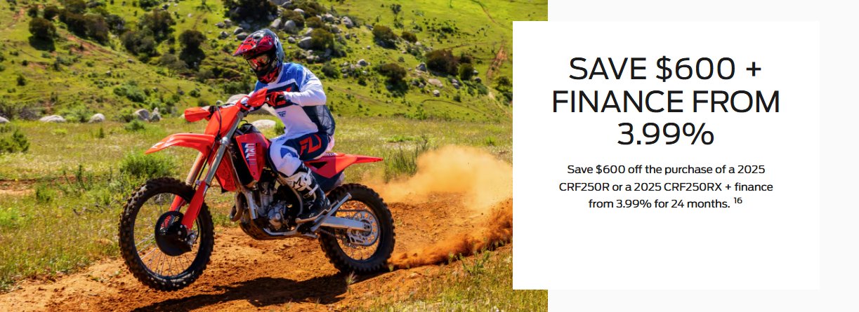 2025 CRF250R and CRF250RX Offer
