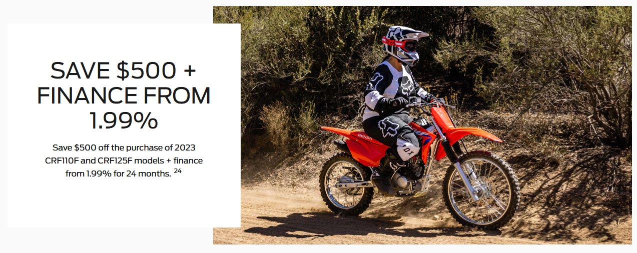 2023 CRF110F & CRF125F/FB Offer