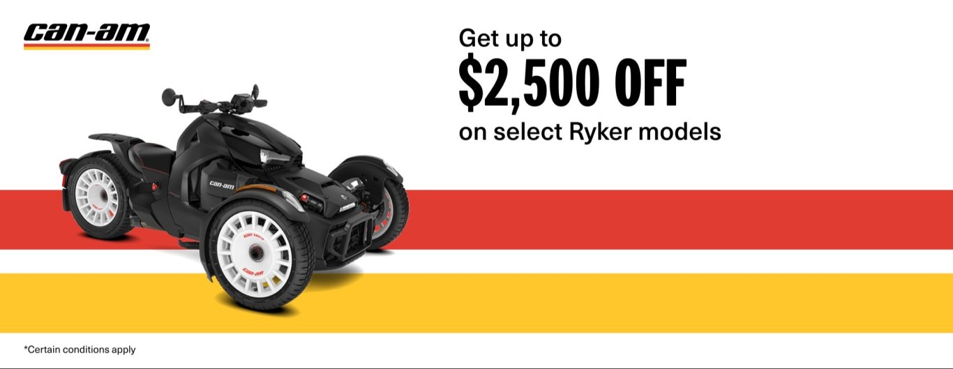 Can Am 3 Wheel Get up to $2,500 OFF on select Ryker models