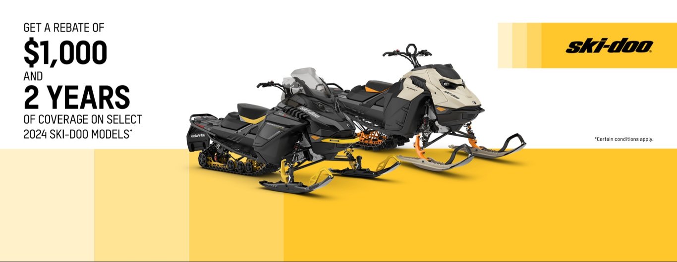 GET A REBATE OF $1,000 AND 2 YEARS OF COVERAGE ON SELECT 2024 SKI DO0O MODELS®