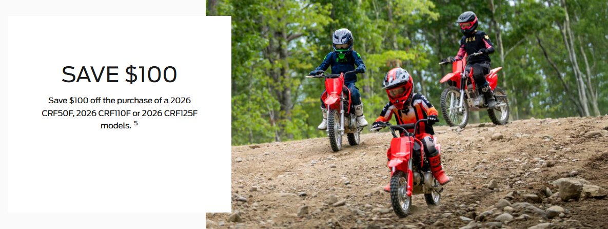 2026 CRF50F & CRF110F &CRF125F Offer