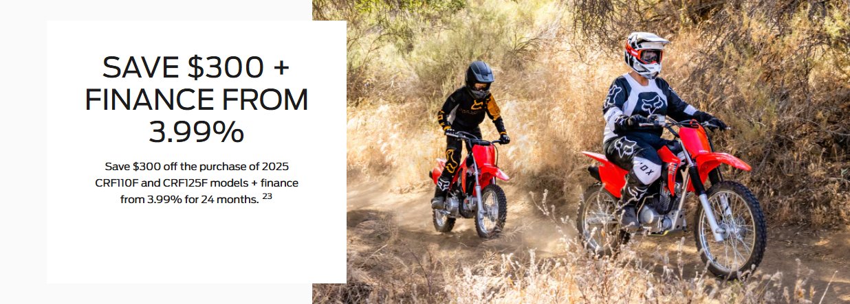 2025 CRF110F & CRF125F Offer