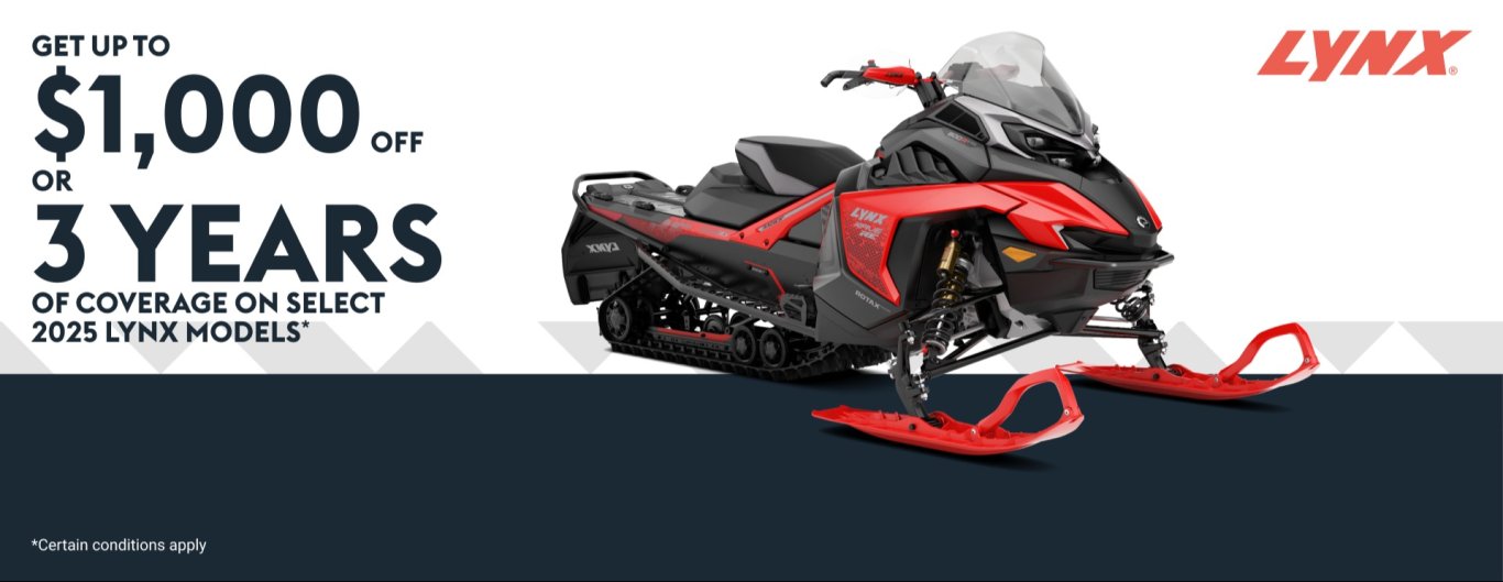 Get up to $1,000 off or 3 years of coverage on select 2025 lynx model