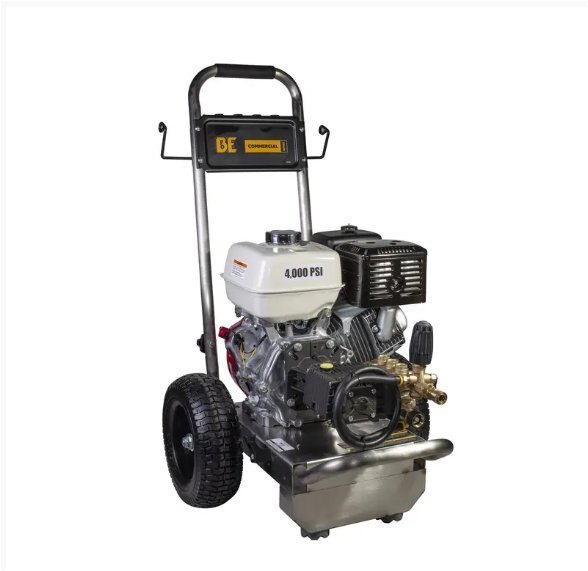 BE Power 4,000 PSI 4.0 GPM GPM Gas Pressure Washer with Honda GX390 Engine and General Triplex Pump