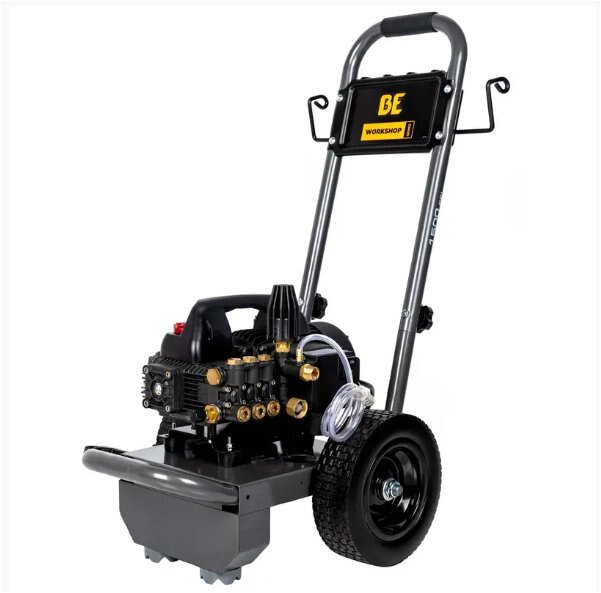 BE Power 1,500 PSI 1.6 GPM Electric Pressure Washer with Powerease Motor and Triplex Pump