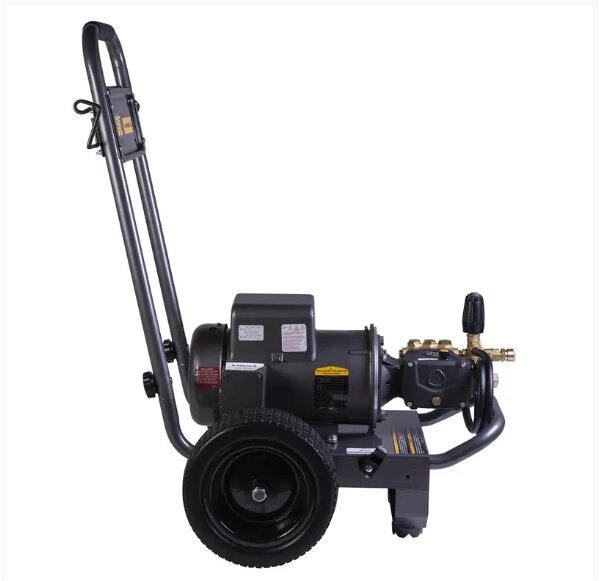 BE Power 2,000 PSI 3.5 GPM Electric Pressure Washer with Baldor Motor and General Triplex Pump