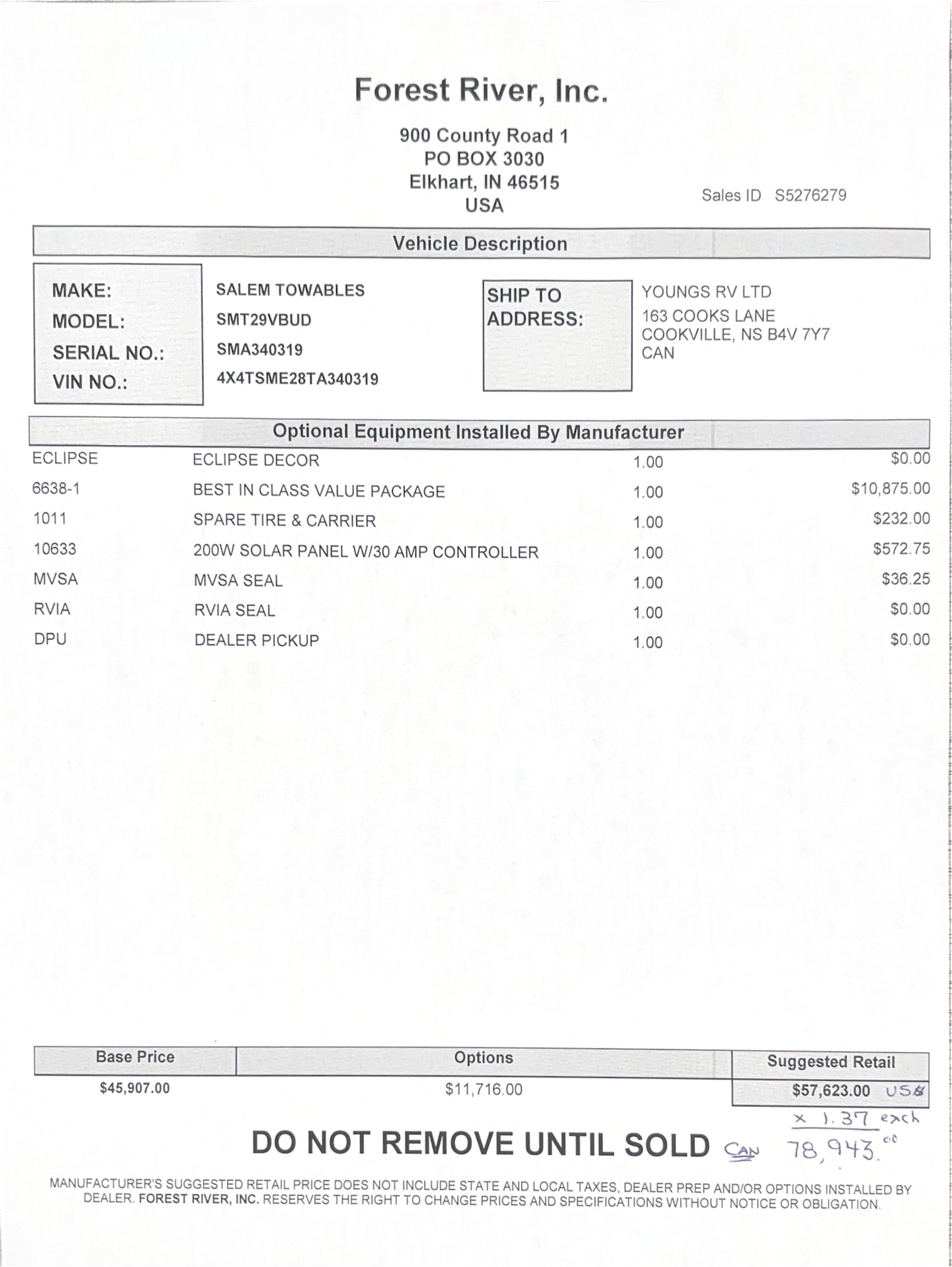 2026 Forest River Salem 29VBUD