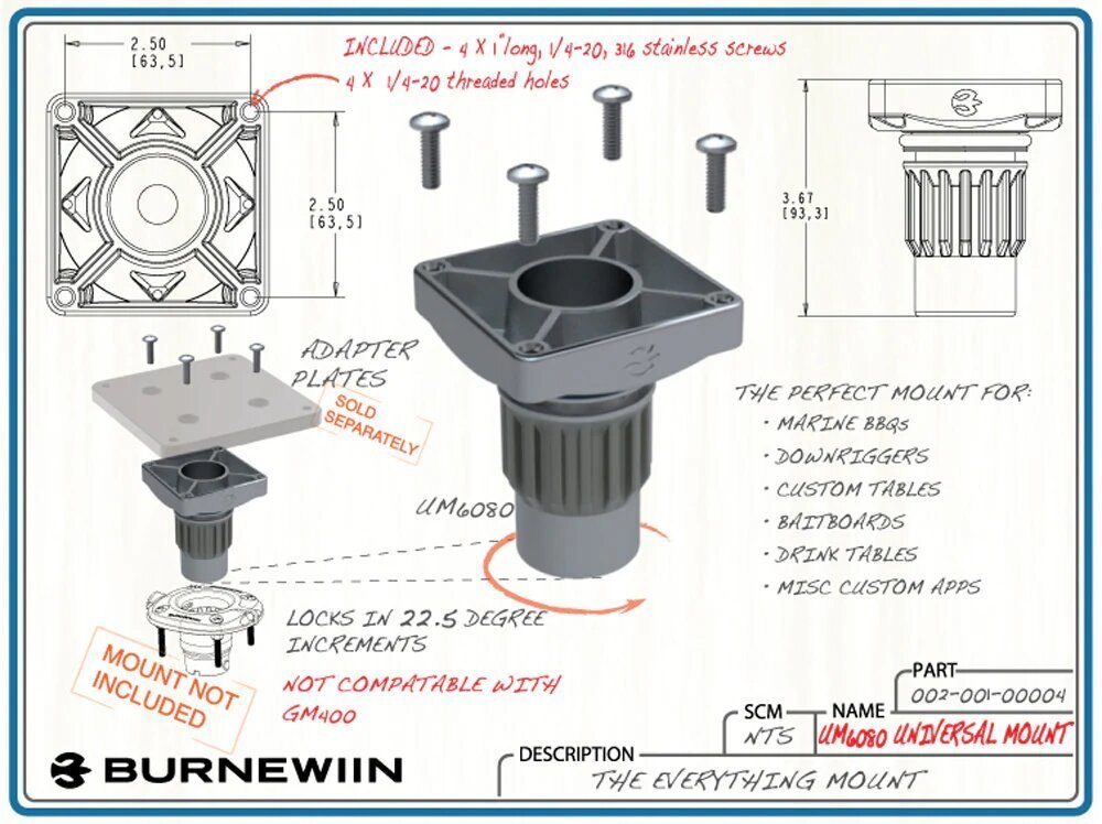 Burnewiin Bases & Adapters UM6080 Universal Base