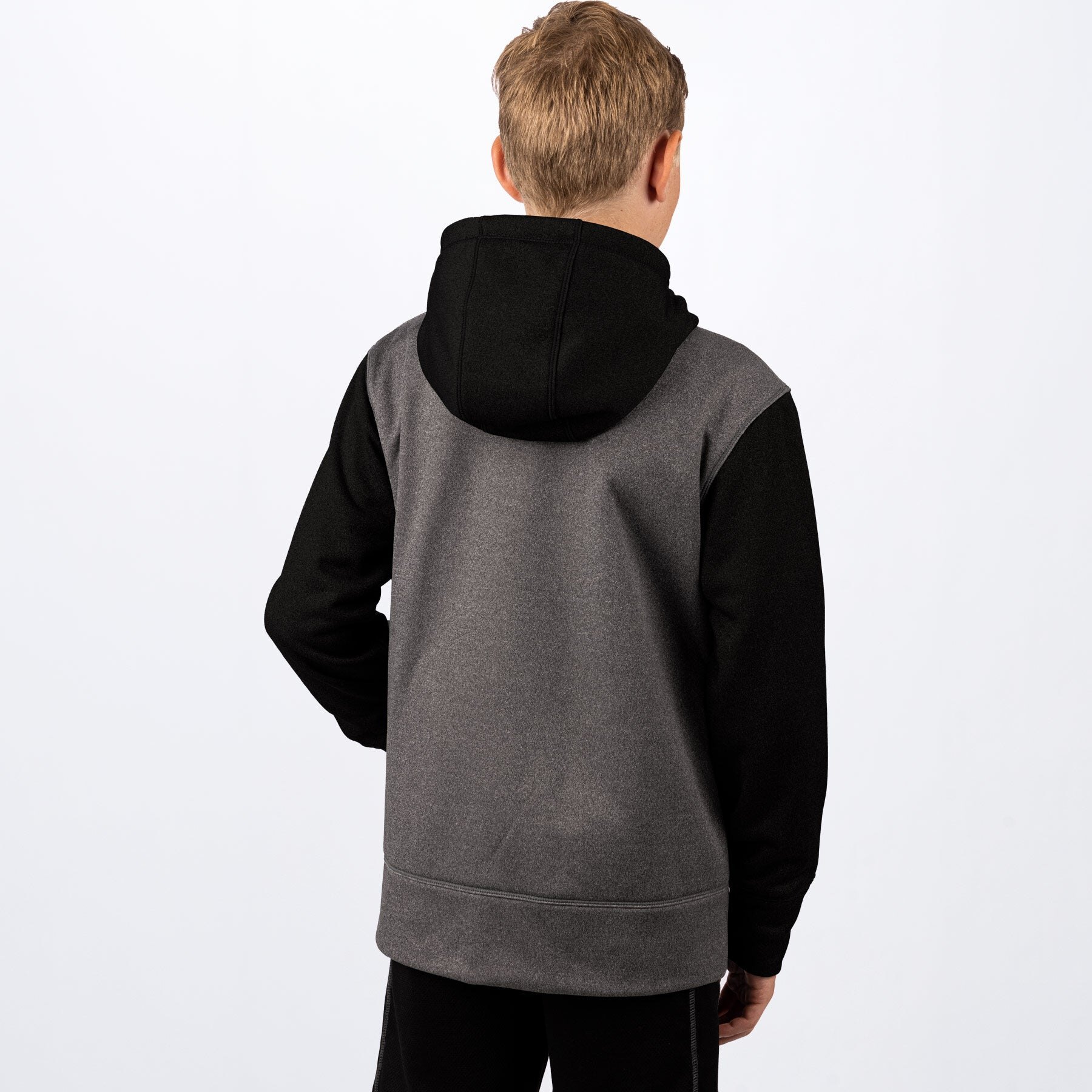 Youth Helium Tech Pullover Hoodie XS Char Heather/Lime