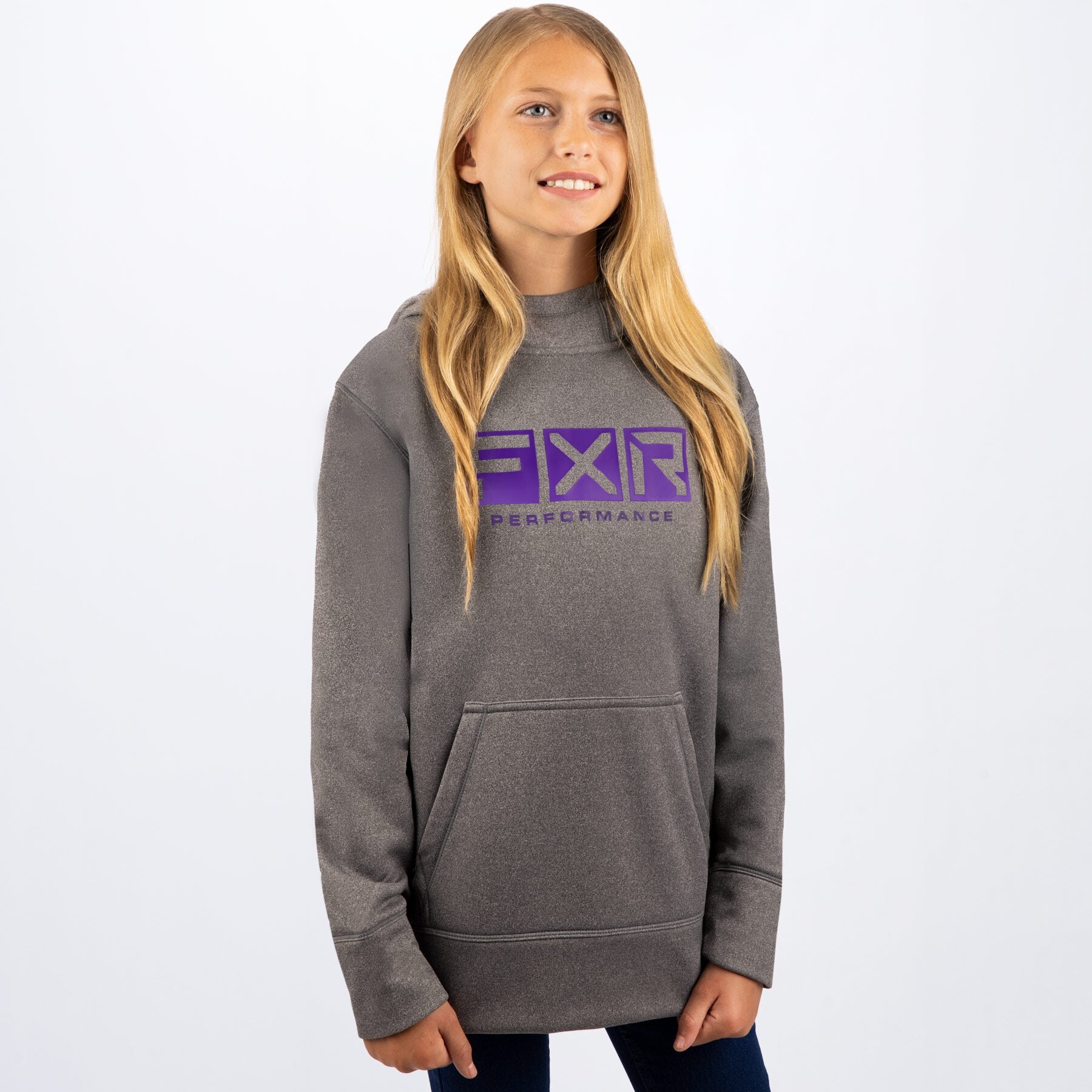 Youth Helium Tech Pullover Hoodie XS Char Heather/Lime