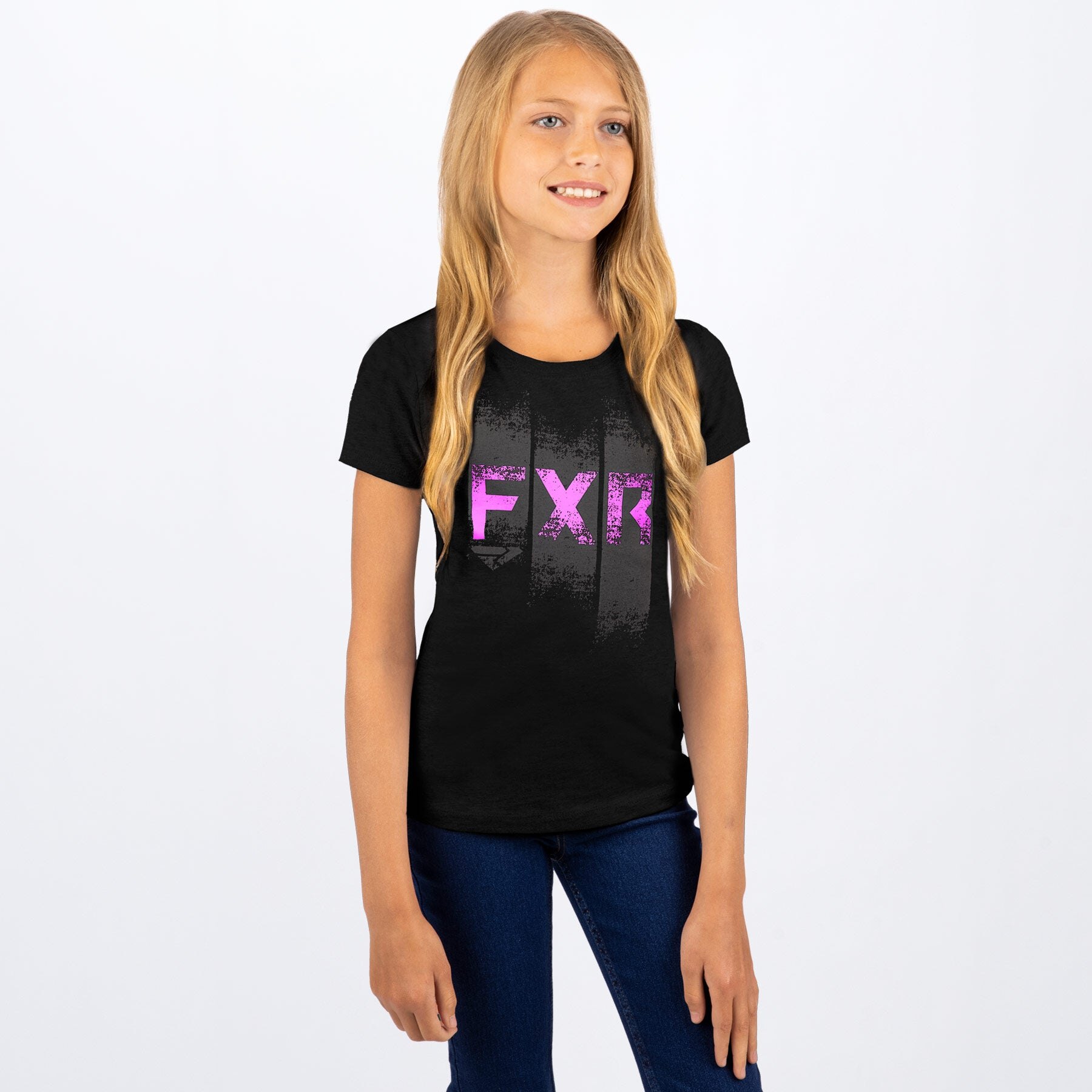 Youth Broadcast Girls T Shirt L Black/Elec Pink