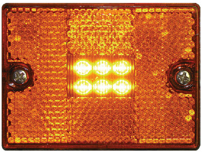 LED SQUARE STUD MOUNT CLEARANCE/MARKER LIGHT (SEACHOICE) .054A LED 12 2.875" x 2.125" x .938" 12.8V Amber