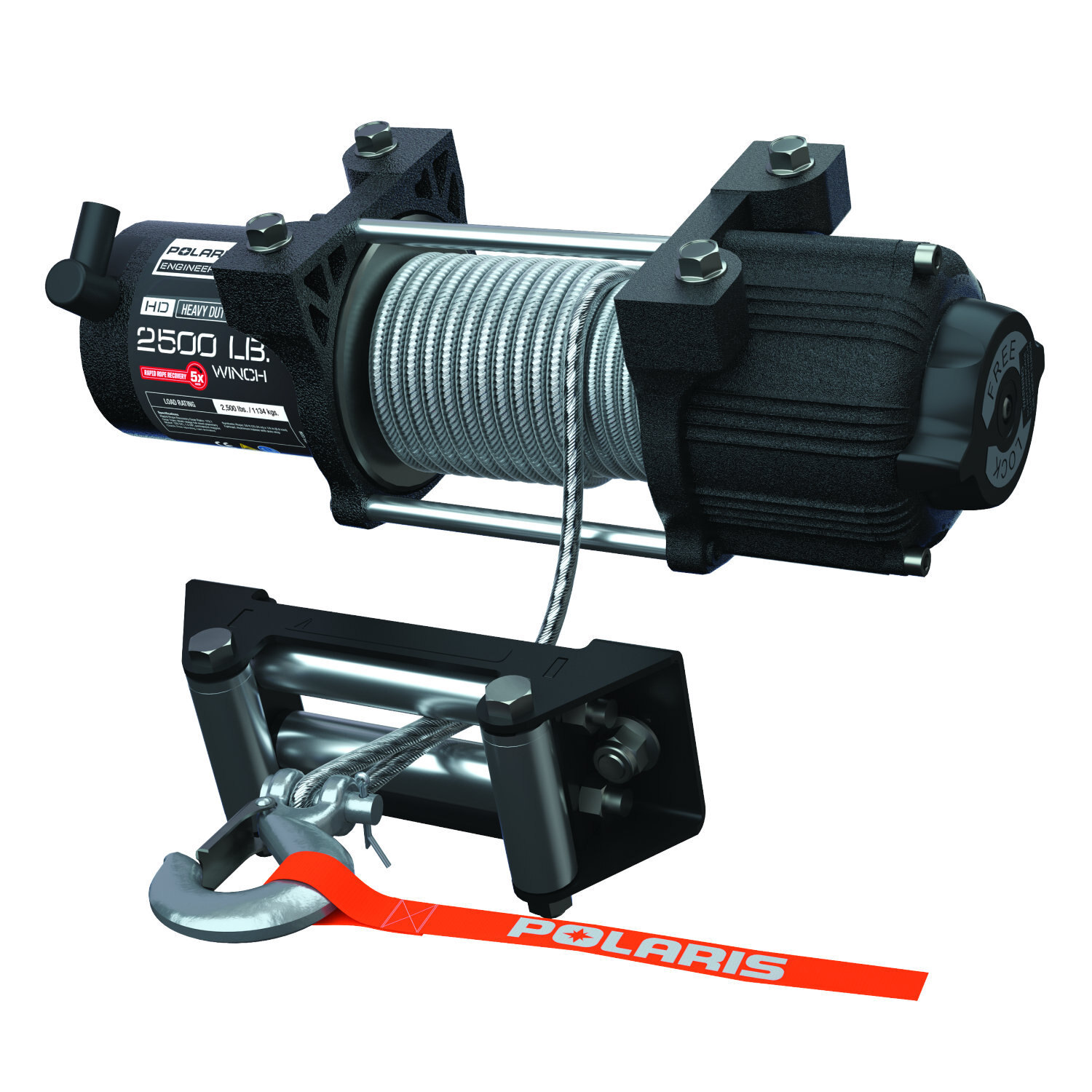Polaris HD 2,500 lb. Winch with Steel Cable Black