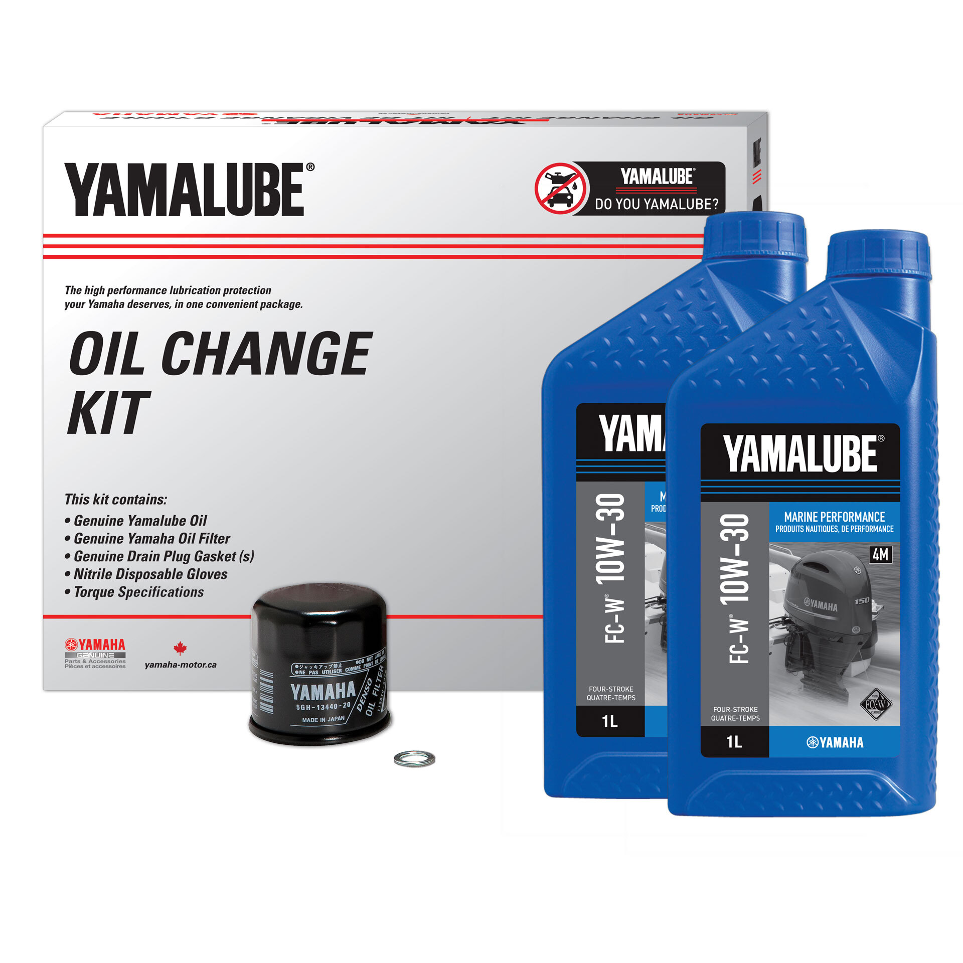 Yamalube® 10W 30 4M Marine Performance Oil Change Kit OB (4 L)