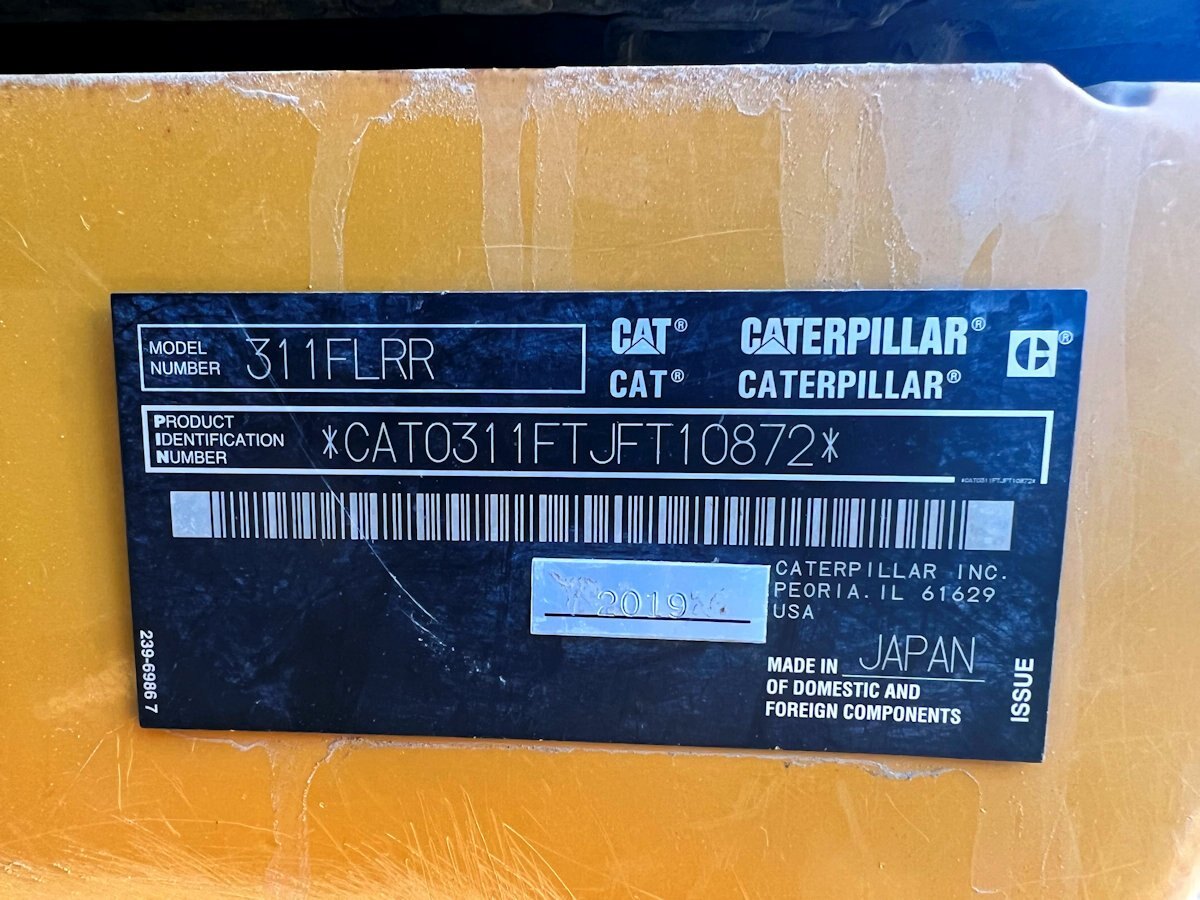 2019 Caterpillar 311FLRR Excavator