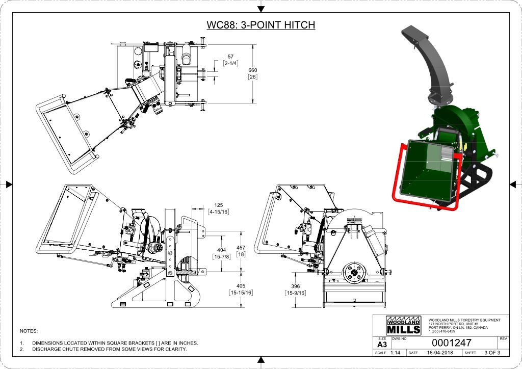 Woodland Mills WC88 8 PTO WOOD CHIPPER