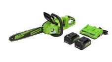 Greenworks 48V (2 x 24V) 14 Brushless Chainsaw, (2) 4.0Ah USB Batteries and Dual Port Charger - CS48L4410