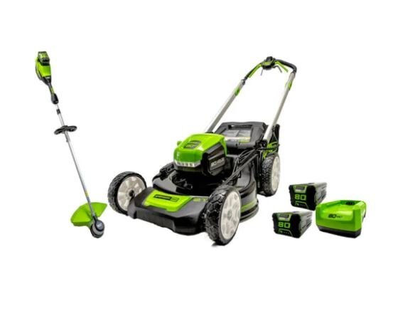 Greenworks 80V 21 Self Propelled Mower & 80V 16 String Trimmer Combo Kit, 4.0Ah & 2.0Ah Battery and Charger Included