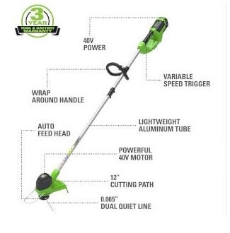 Greenworks 40V 20 Self Propelled Mower & 40V 12 String Trimmer Combo Kit, 5.0Ah Battery and Charger Included