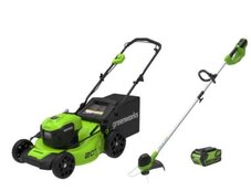 Greenworks 40V 20 Brushless Lawn Mower & 40V 12 String Trimmer, 4.0Ah Battery and Charger Included