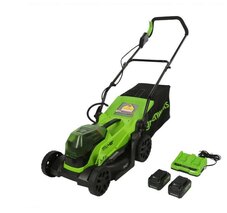 Greenworks 48V (2 x 24V) 14 Lawn Mower, (2) 4.0Ah Battery and Charger