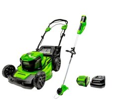 Greenworks 40V 20 Self-Propelled Mower & 40V 12 String Trimmer Combo Kit, 5.0Ah Battery and Charger Included
