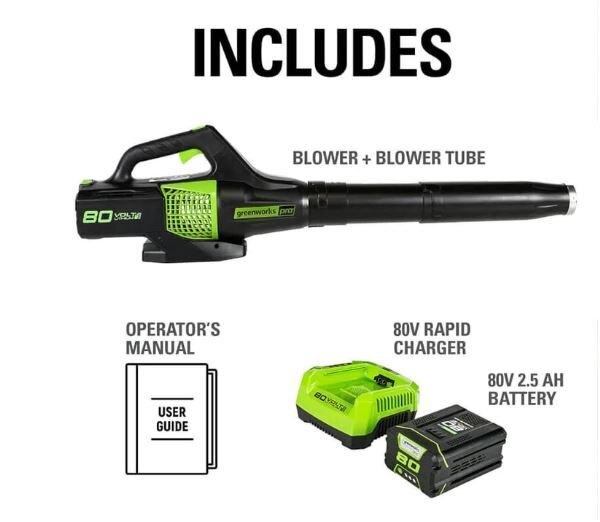 Greenworks 80V 145 MPH 580 CFM Brushless Axial Jet Blower, 2.5Ah Battery and Charger Included BL80L2510