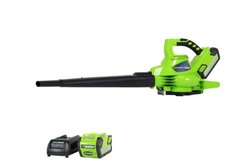 Greenworks 40V 185 MPH - 340 CFM Brushless Blower / Leaf Vacuum, 4.0Ah Battery and Charger Included - 24222