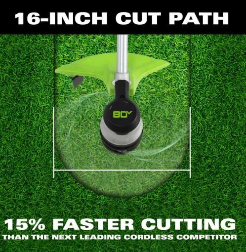 Greenworks 80V 14/16 String Trimmer, with Strap, 4.0Ah Battery and Charger Included plus 5 Rolls of Line