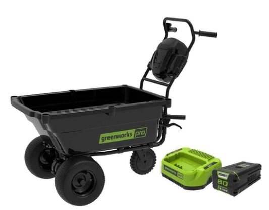 Greenworks 80V Self Propelled Wheelbarrow, 2.0Ah Battery and Charger Included