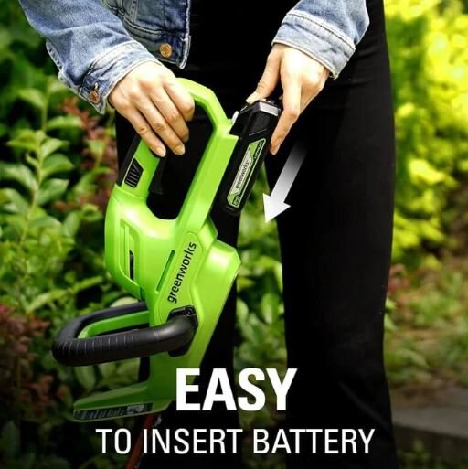 Greenworks 24V 22 Hedge Trimmer with Rotating Handle, 1.5Ah USB Battery and Charger
