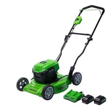 Greenworks 48V (2 x 24V) 19 Brushless Push Lawn Mower, (2) 24V 4.0Ah Batteries and Charger Included