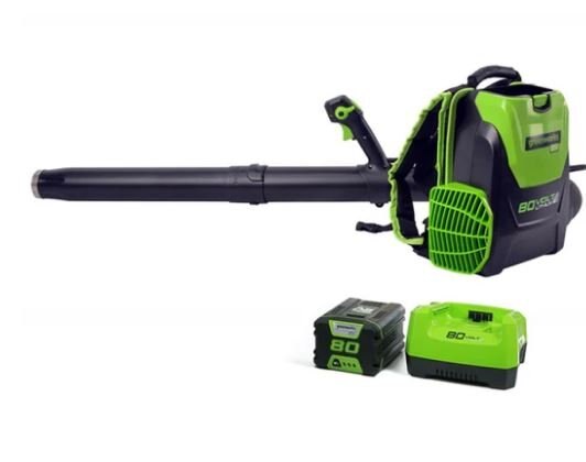 Greenworks 80V 180 MPH 610 CFM Brushless Backpack Blower, 2.5 Ah Battery and Charger Included BPB80L2510