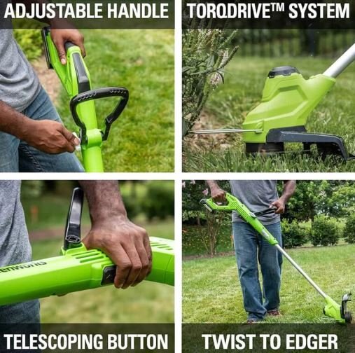 Greenworks 24V 12 TORQDRIVE String Trimmer, 2.0Ah USB Battery and Charger Included ST24B02
