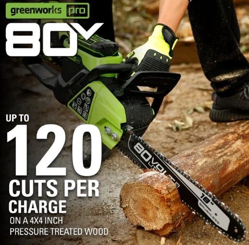 Greenworks 80V 18 Brushless Chainsaw & 80V Brushless Blower Combo Kit, 2.0Ah Battery and Charger Included