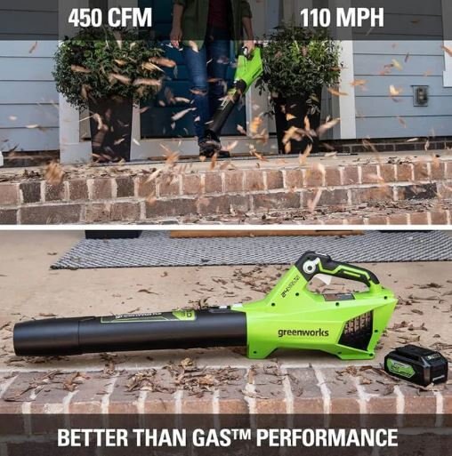 Greenworks 24V Brushless Axial Blower, 4.0Ah USB Battery and Charger Included BL24L410