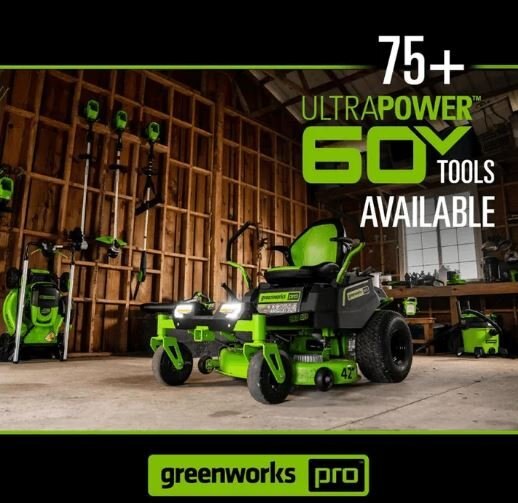 Greenworks 60V 42 Crossover Z Residential Zero Turn Lawn Mower, (6) 8.0Ah Batteries and (3) Dual Port Turbo Chargers